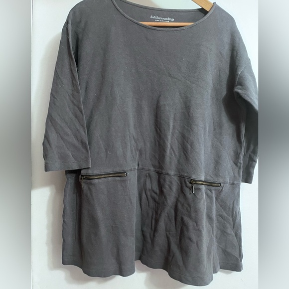 Soft Surroundings Charcoal Tunic with Zipper Accents Sz M Petite Women - Picture 3 of 6